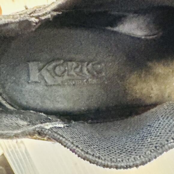 Korks Boots Womens 10 Black Pebbled Leather Ease Ankle Booties Strap Block Heel - Picture 11 of 13